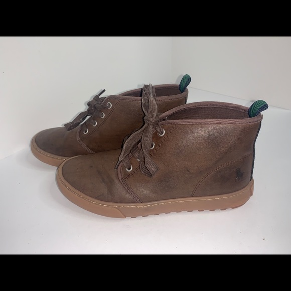 Polo Ralph Lauren boys brown leather boots sz.5 - Picture 7 of 13